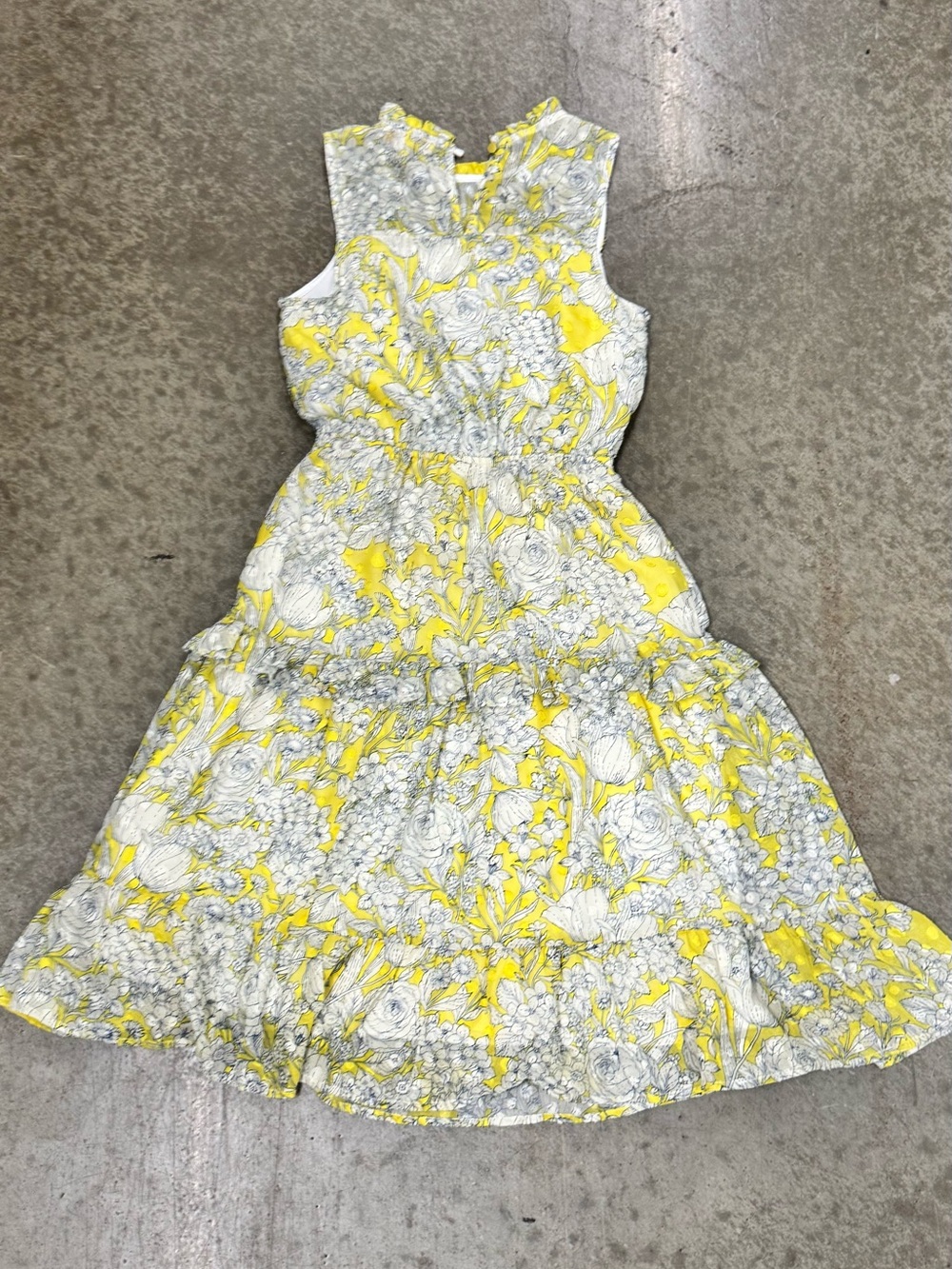 Monteau Yellow & White Floral Ruffle Neck Blouse